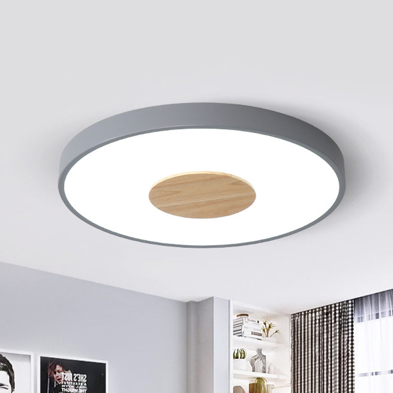 Nordic Metal Led Ceiling Light - Circular Flush Mount With Acrylic Diffuser 12’/16’/19.5’