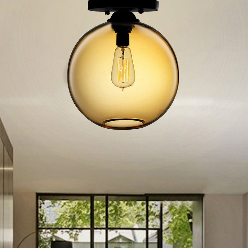 Contemporary Glass Orbit Ceiling Light Fixture - Red/Sky Blue/Amber/Dark Smoke/Coffee 1 Head Indoor