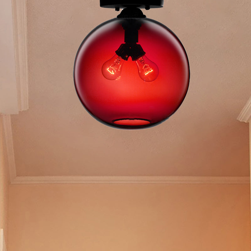 Modern 2-Head Flushmount Ceiling Lamp With Colorful Glass Shades - Global Mounted Light

Or

Global