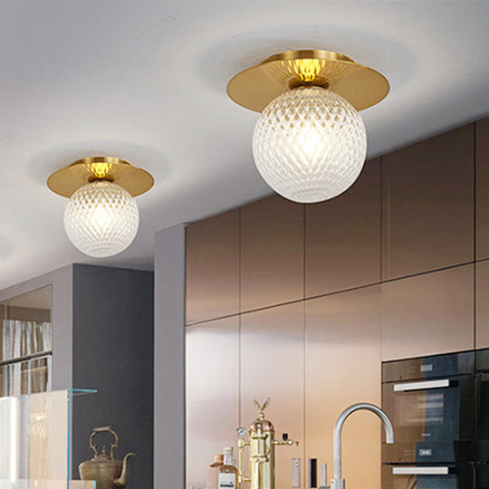 Modern Glass Orbit Ceiling Light Kitchen Flushmount Lamp - Clear/Light - Brown/Cream Single