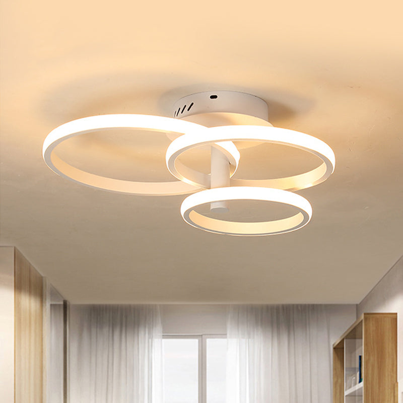 Nordic Stacked Ring Ceiling Light - Acrylic Brown/White Led 23.5’/19.5’ Wide Warm/White