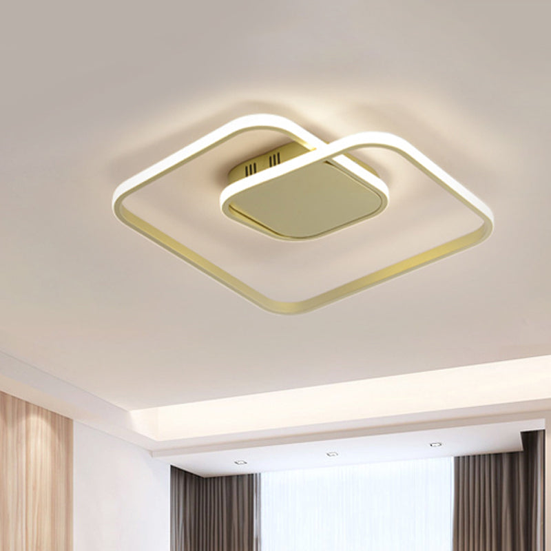 Modern Led Square Flush Ceiling Light In White/Black/Gold For Bedroom Acrylic Design Warm/White