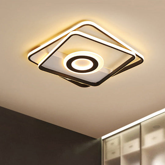 Contemporary Black Acrylic Flush Mount Led Ceiling Light For Living Room - Warm/White