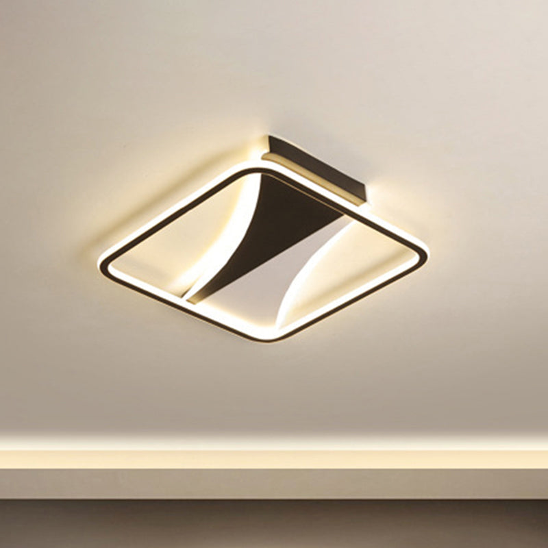 Modern Acrylic Flush Light For Bedroom - Square/Rectangular Ceiling Lighting In Black/White