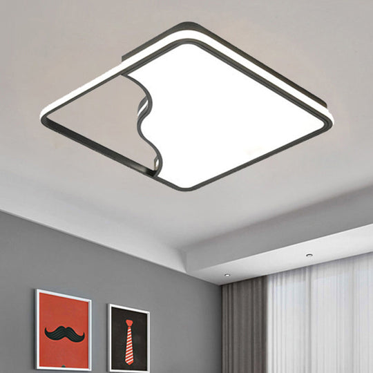 Modern Led Ceiling Light Fixture For Bedroom - Simple Acrylic Design Black/White