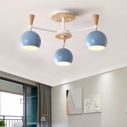 Macaron 3/6/8 - Light Acrylic Dome Ceiling Lamp - Pink/Yellow/Blue Semi Flush Pendant