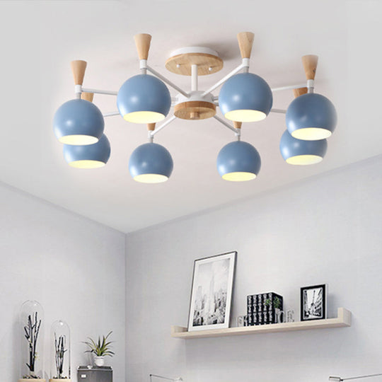 Macaron 3/6/8 - Light Acrylic Dome Ceiling Lamp - Pink/Yellow/Blue Semi Flush Pendant
