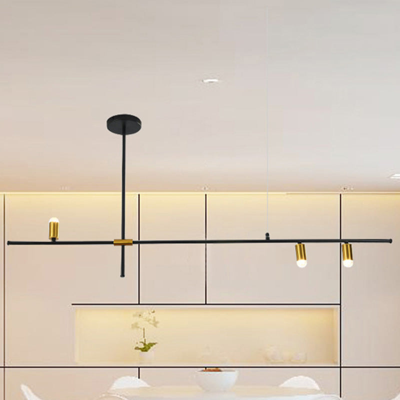 Modern Metal Rectilinear Chandelier Light: Black Ceiling Fixture (3/4/9 Lights)