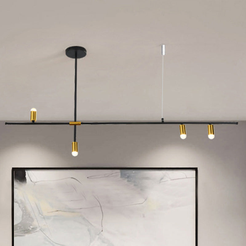 Modern Metal Rectilinear Chandelier - 3/4/9 Light Black Ceiling Fixture