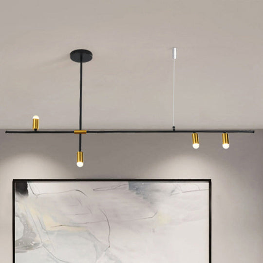 Modern Metal Rectilinear Chandelier - 3/4/9 Light Black Ceiling Fixture