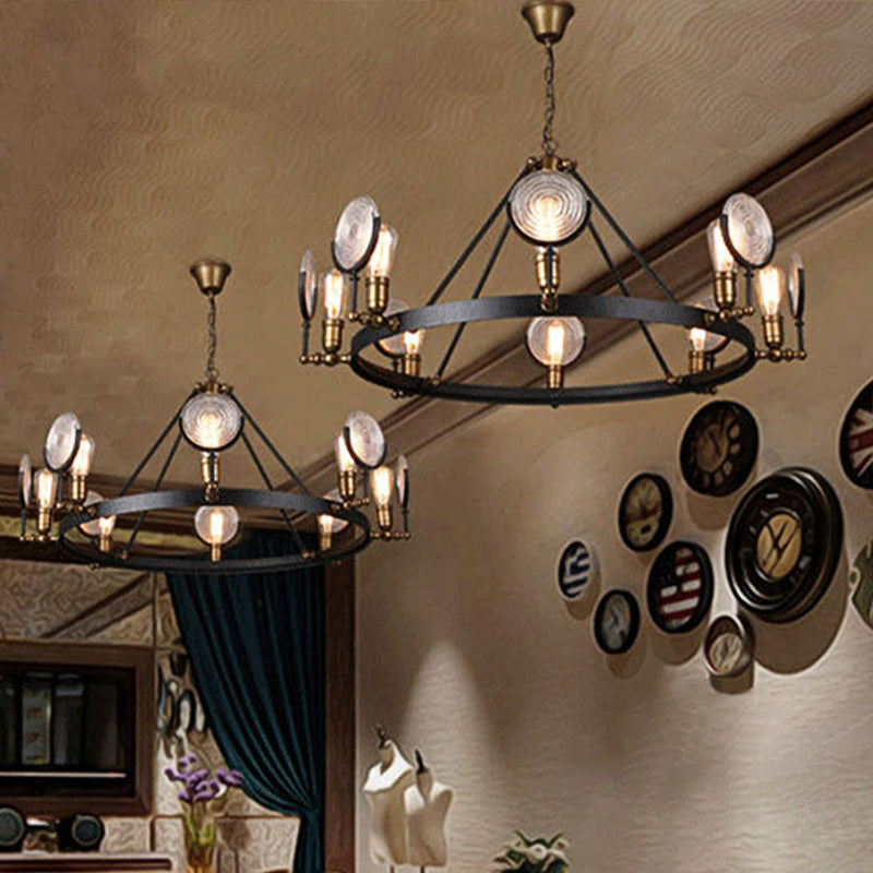 Vintage Metal Suspension Light In Brass Finish - Ring Pendant For Bedroom Lighting