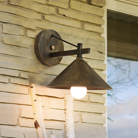 Aged Silver/Bronze Metal Wall Sconce - Stylish Industrial Light Perfect For Dining Room