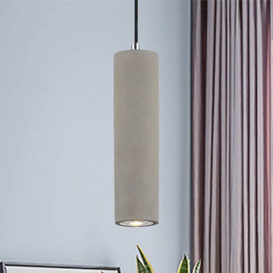 Nordic Style Tube Pendant Light In Grey - Warm/White