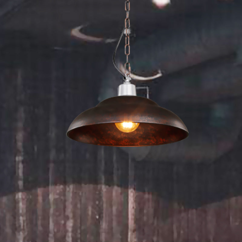 Stylish Double Bubble Iron Pendant Light In Rust For Dining Room - Industrial Design