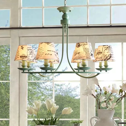 Tapered Green Metal Pendant Light Nordic Style Hanging For Kindergarten
