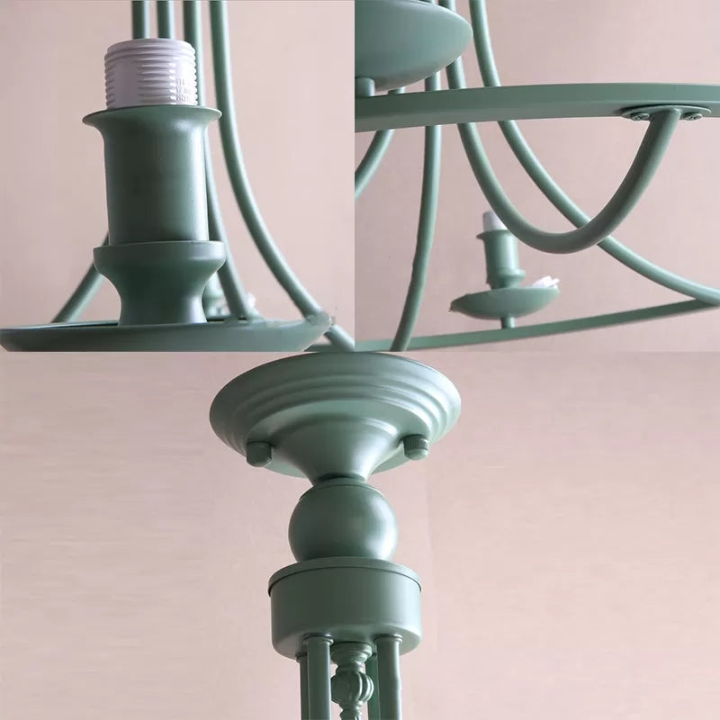 Tapered Green Metal Pendant Light Nordic Style Hanging For Kindergarten