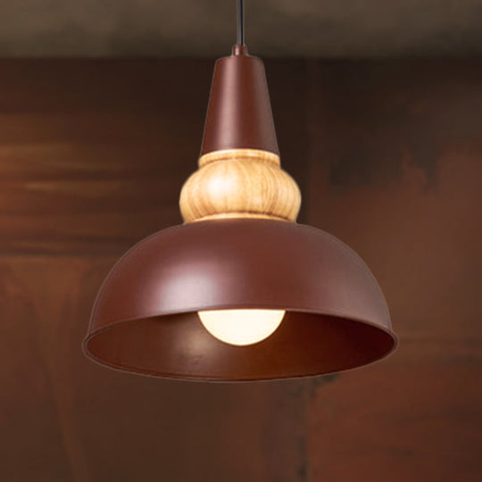 Modernist Style 1-Light Ceiling Pendant Lamp With Metal And Wood Bowl Shade In Black Living Room