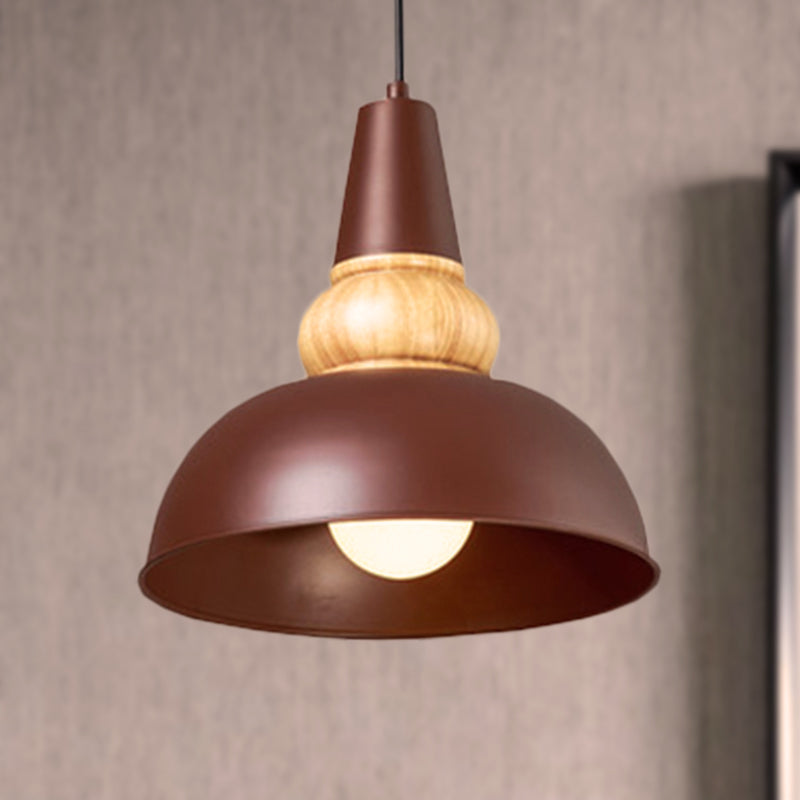 Modernist Style 1-Light Ceiling Pendant Lamp With Metal And Wood Bowl Shade In Black Living Room