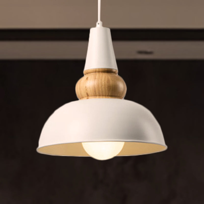Modernist Style 1-Light Ceiling Pendant Lamp With Metal And Wood Bowl Shade In Black Living Room