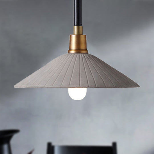 Industrial Style Conic Suspension Pendant Light With Adjustable Hanging Cord - Grey