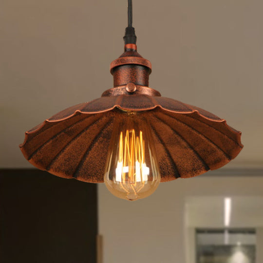 Farmhouse Scalloped Iron Pendant Light With 1 Hanging Ceiling - Indoor Lighting