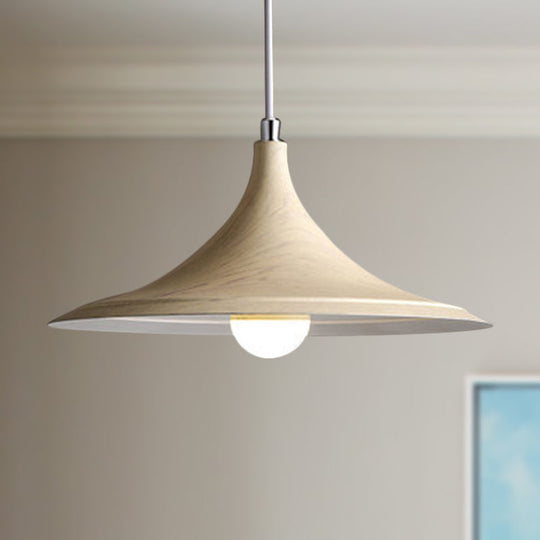 Industrial Style Metal Pendant Light - Flared Shade 1 White Perfect For Coffee Shops