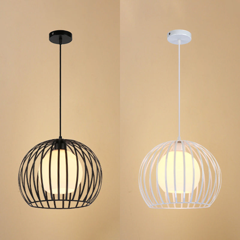 Industrial Style Metallic Global Cage Ceiling Hanging Light Black/White Suspension Ideal For Living