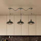 Industrial Style Barn Metallic Hanging Light With 3/5 Lights Black Finish And Wire Cage - Perfect
