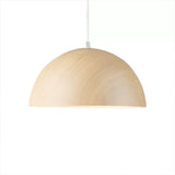 Contemporary Aluminum Domed Pendant Light With Wood Design - Brown Tones