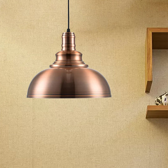 Copper Finish Industrial Style Metal Hanging Light With Adjustable Cord - Bedroom Pendant Lamp