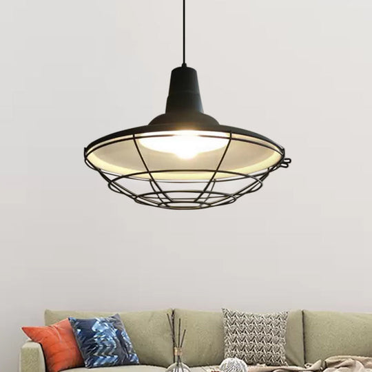 Vintage Metal Pendant Light - Stylish Wire Frame Ceiling Lamp | 1-Light Restaurant Hanging Fixture
