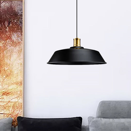 Retro Metallic Pendant Light - Barn Living Room Ceiling Lamp Black Finish 1 10’/14’/18’ Width