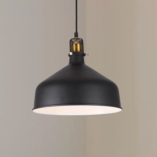 Retro Stylish 1-Bulb Pendant Light: 8’/12’ Width With Barn Shade Metal Ceiling Fixture For