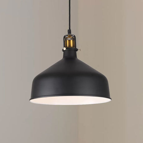 Black/White 8/12 Width Pendant Light With Barn Shade - Retro Stylish Ceiling Fixture For Dining Room