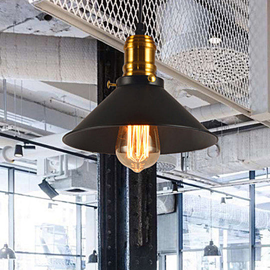 Loft-Style Brass Pendant Lighting - Tapered Shade 1-Light Metal Hanging Ceiling Light (1/2/3-Pack)