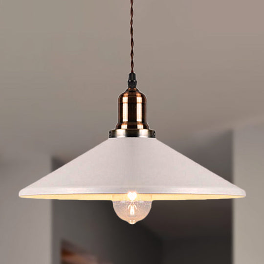 Stylish Metal Pendant Light With Cone/Saucer/Dome Shade - Loft Design In White Ideal For Restaurants