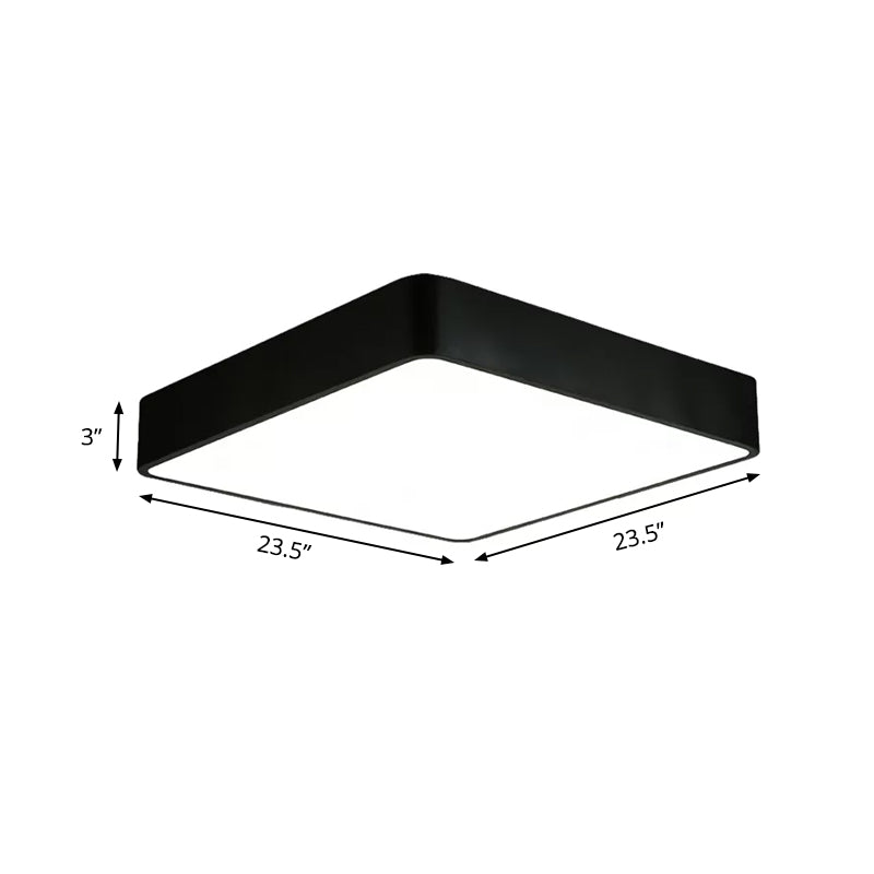 Modern Led Metal Flush Mount Light Fixture - White/Black Square 14’/18’/23.5’ Wide Living Room