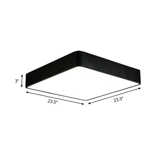 Modern Led Metal Flush Mount Light Fixture - White/Black Square 14/18/23.5 Wide Living Room