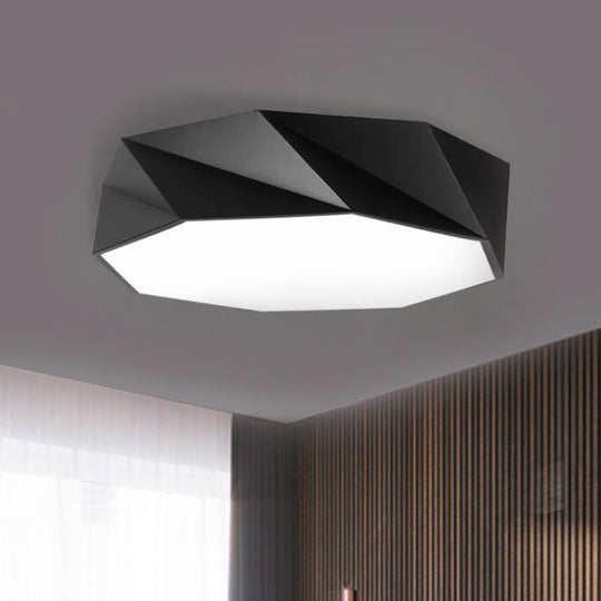 Modern Led Metal Flush Mount Lighting With Concave/Convex Shape - White/Black Ceiling 16/19.5/23.5