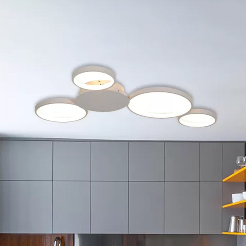 33.5’ - 47’ Wide White/Brown Ring Light Led Ceiling Flush Mount Lamp In Warm/White/Natural