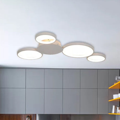 33.5’ - 47’ Wide White/Brown Ring Light Led Ceiling Flush Mount Lamp In Warm/White/Natural