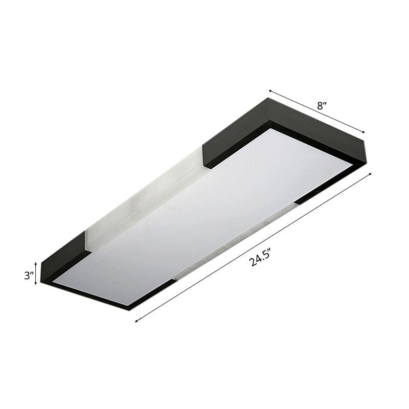 Sleek Simplicity Rectangular Flush Mount Lamp - 8/15 Wide Metal 24.5/35.5 Long Led Cloakroom Light