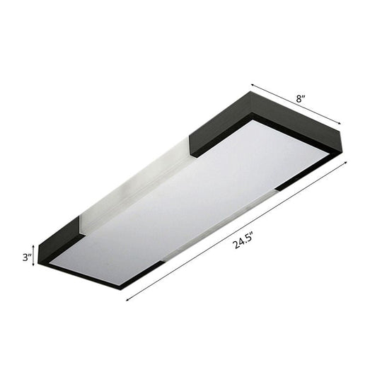 Sleek Simplicity Rectangular Flush Mount Lamp - 8/15 Wide Metal 24.5/35.5 Long Led Cloakroom Light