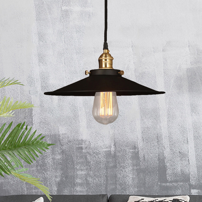 Industrial Style Metal Conic Ceiling Pendant With 1 Light In Brass/Weathered Brass