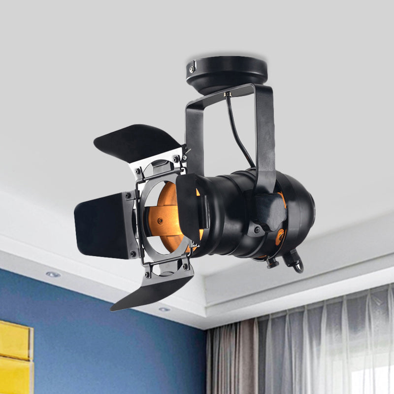 8’/12’ W Industrial Style Ceiling Light With Rotatable Head - Metal Shade Close To Lamp In