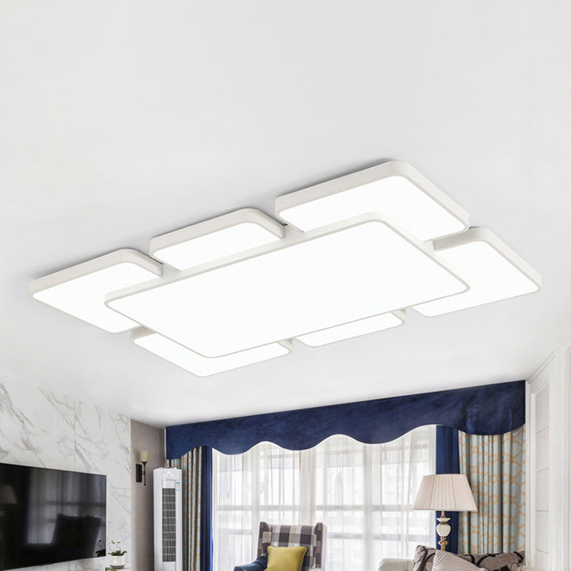 Modernist Style Flush Mount Lamp: Acrylic Shade Ceiling Light Black/White 20.5’/24.5’ 5/7 Lights