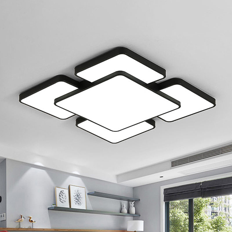 Modernist Style Flush Mount Lamp: Acrylic Shade Ceiling Light Black/White 20.5’/24.5’ 5/7 Lights