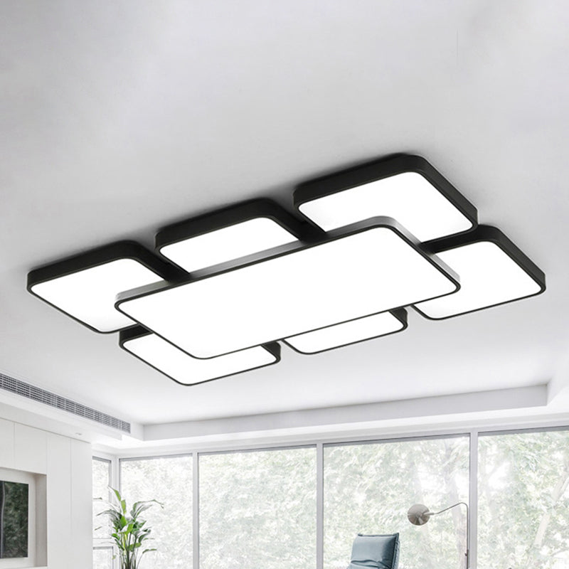Modernist Style Flush Mount Lamp: Acrylic Shade Ceiling Light Black/White 20.5’/24.5’ 5/7 Lights