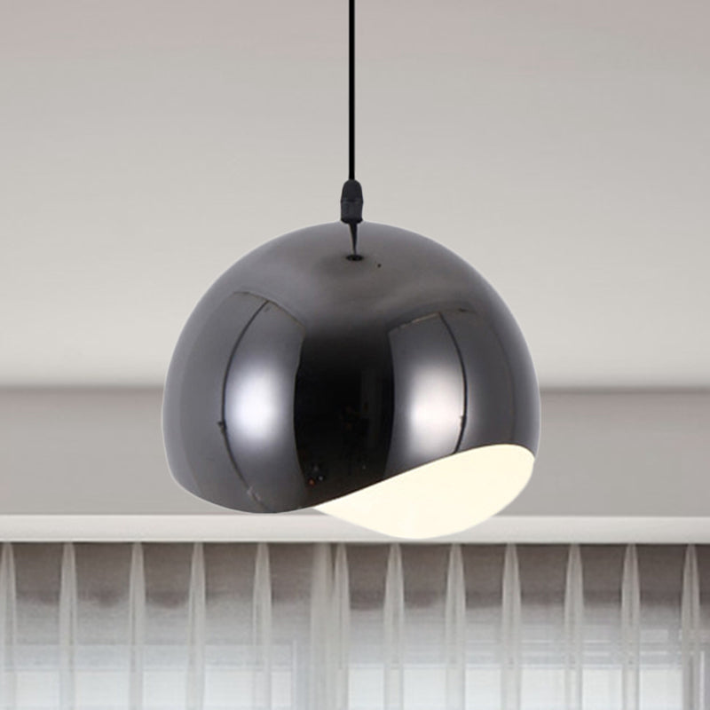 Modern Black/Chrome Kitchen Pendant Light Fixture With Waveforms Dome Metal Shade Hanging Lamp 8/12