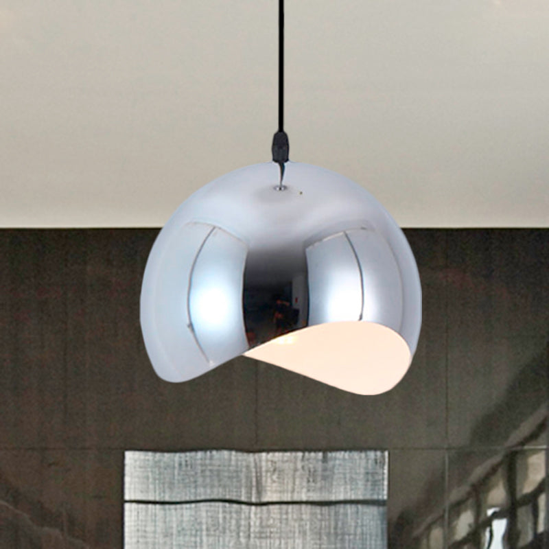 Modern Kitchen Pendant Light With Waveforms Dome Shade In Black/Chrome 8’/12’ Width